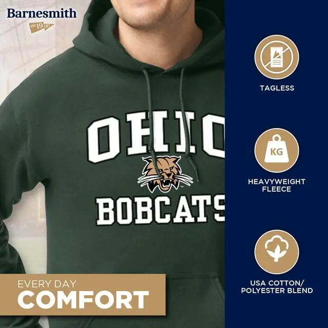 Barnesmith Ohio University Sweatshirt, Heritage, Hunter Green | NCAA Official College Apparel (Medium) - view 6