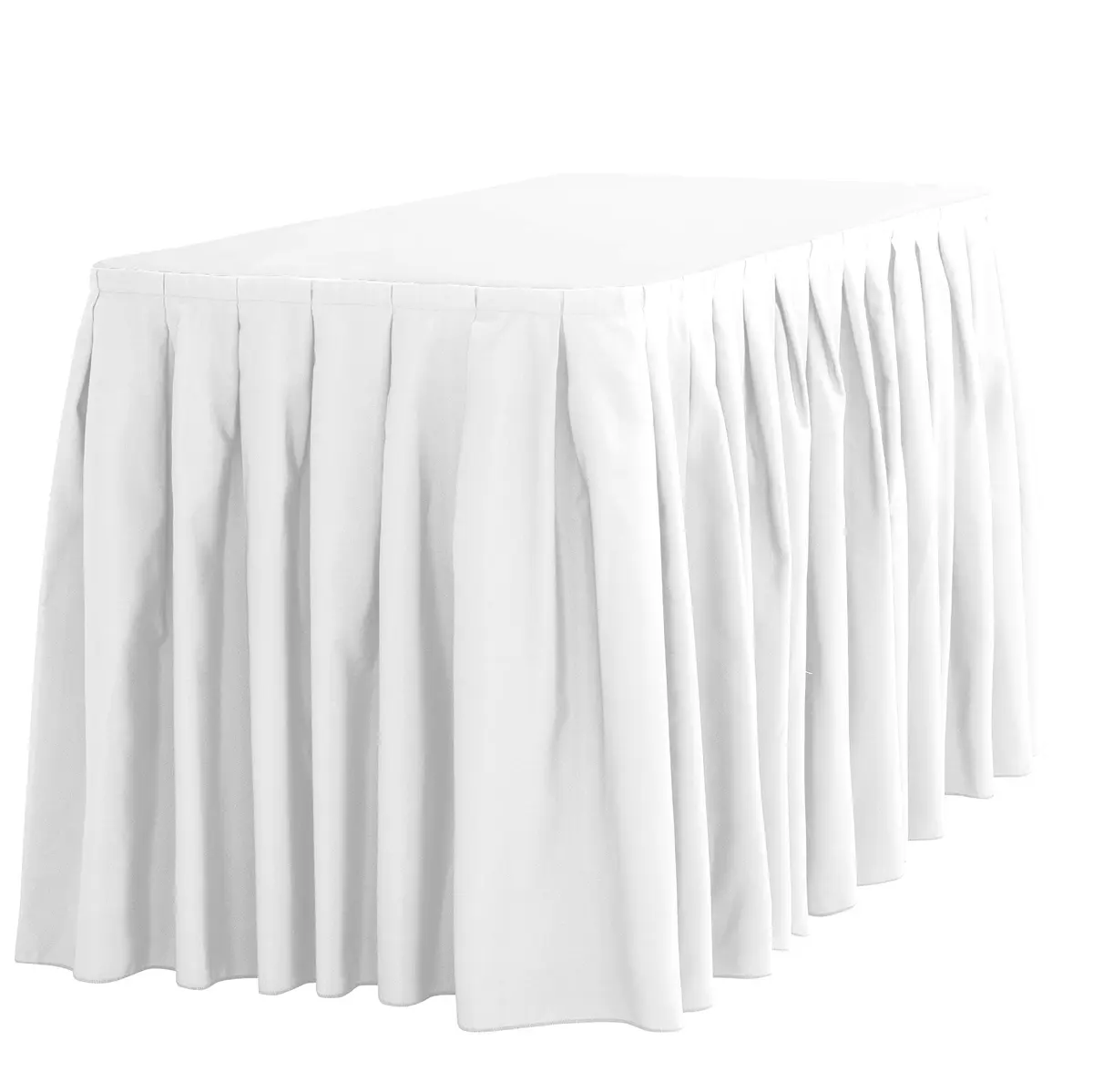 LTC LINENS Table Skirt White for 4 Feet Rectangular or 48 Inch Round Table | 14 ft Pleated Polyester Banquet Wedding - main product image