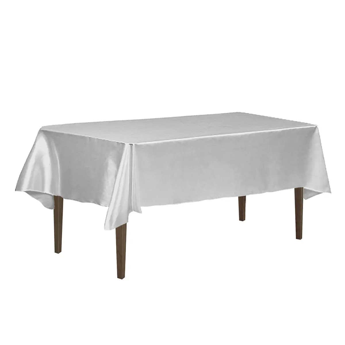 LTC LINENS Satin Tablecloth 60 x 126-Inch Silver | Elegant, All-Season Table Cover - main product image