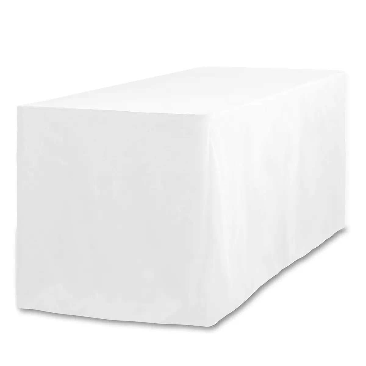 LTC LINENS 6 ft. Fitted Polyester Tablecloth White | Wrinkle-Resistant, Snug Fit for Banquet & Event Tables - main product image