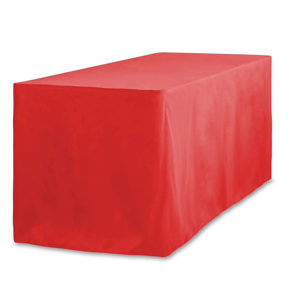 LTC LINENS 6 ft. Fitted Polyester Tablecloth Red | Wrinkle-Resistant & Snug Fit for Banquet & Event Tables - main product image