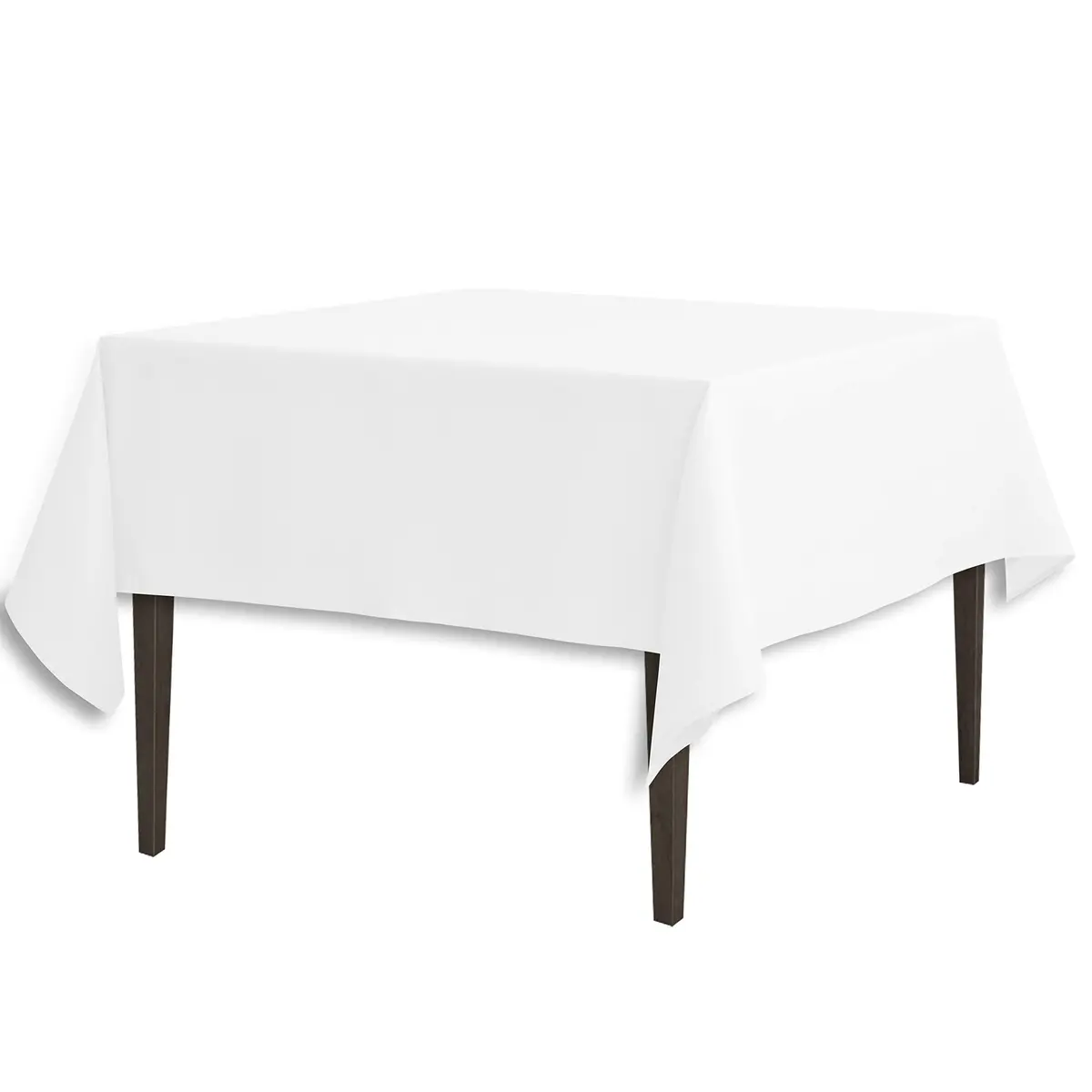 LTC LINENS 85-Inch Square Polyester Tablecloth White | Durable, Wrinkle-Resistant & Easy Care - main product image