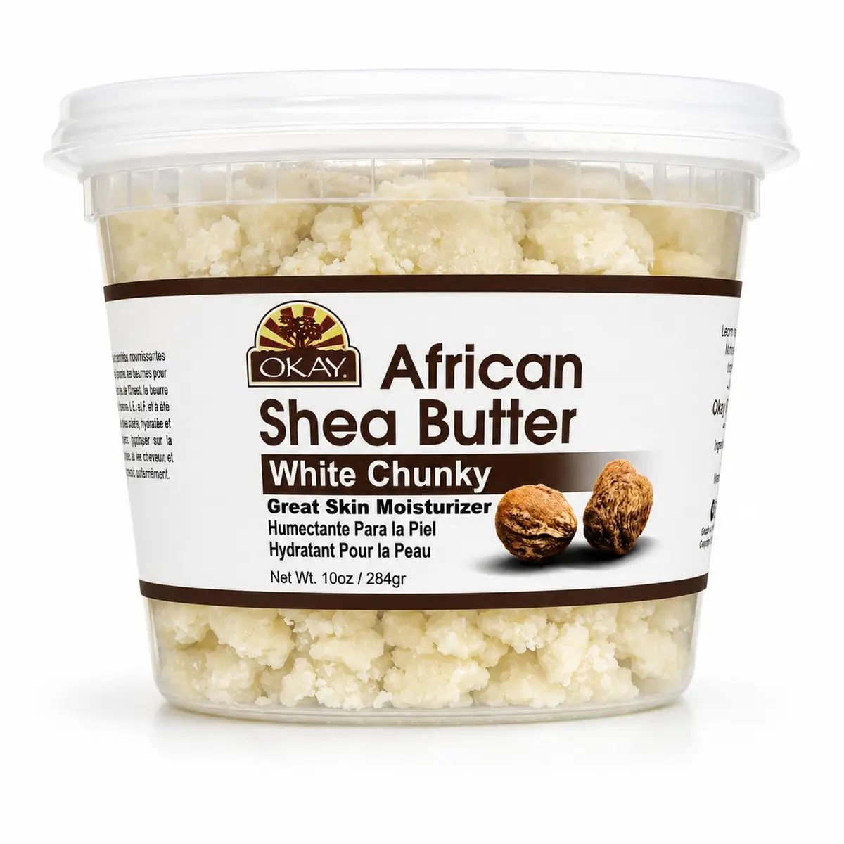 OKAY Natural Shea Butter Raw Chunky, White, 283 g (10 Ounce) | Pure, Unrefined, Moisturizing for Dry Skin - main product image