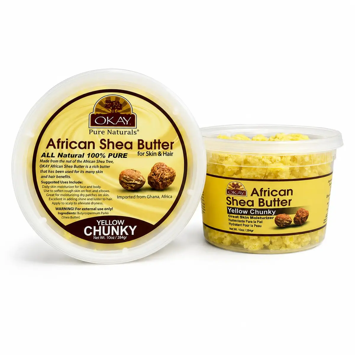 OKAY Raw African Shea Butter 283.5 g (10 oz) Chunks | Pure Unrefined Moisturizer for Face, Body & Hair - main product image