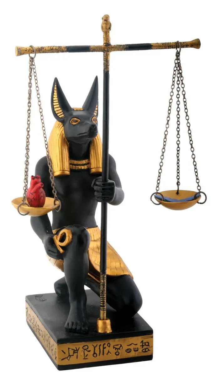 SUMMIT COLLECTION Black and Gold Anubis Scales of Justice Egyptian Statuette 19.05cm (7.5in) | Traditional Home Decor Sculpture - main product image