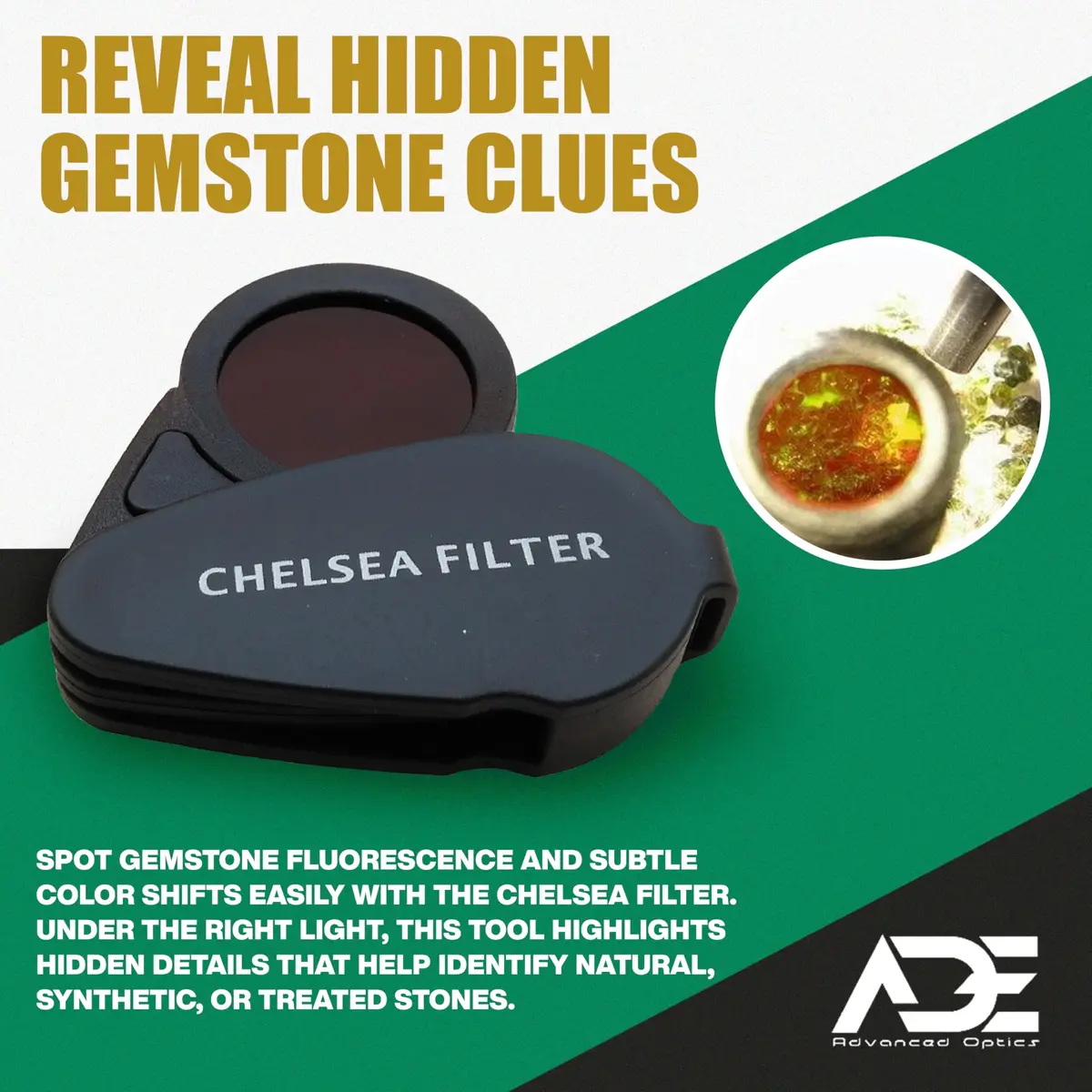 Ade Advanced Optics Chelsea Filter Professional Gemstone Tester for Emerald Aquamarine Blue Spinel Identification - view 8
