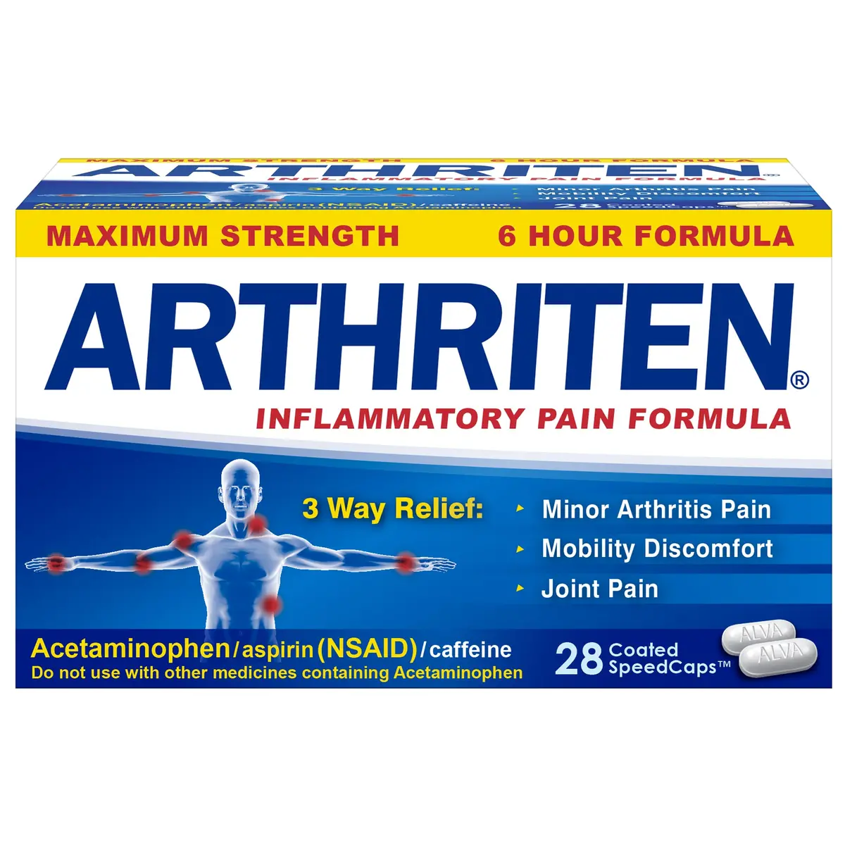 Arthriten Inflammatory Pain Formula Caplets 28 Count | Multi-Symptom Relief for Arthritis & Joint Pain - main product image