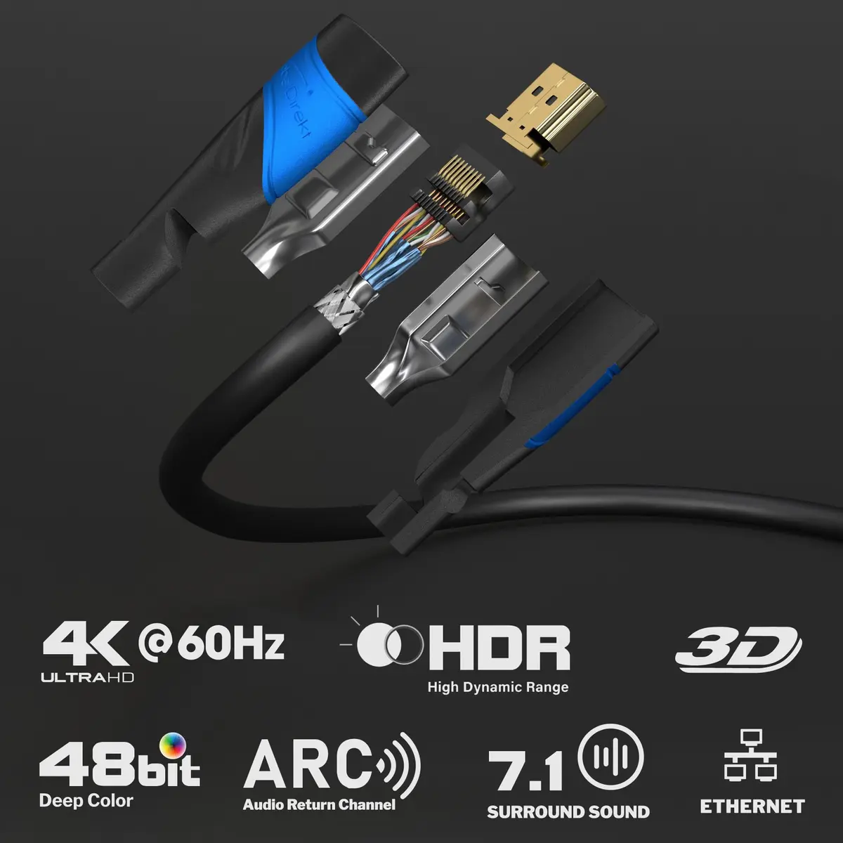 KabelDirekt 4K HDMI Cable 50ft | German Flexcore Technology for Ultra HD & Gaming - view 2