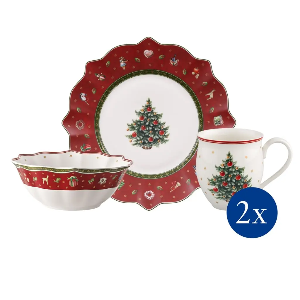 Villeroy & Boch Toy's Delight Breakfast Set for 2, Red 750ml (25.36 Fl Oz) | Festive Porcelain for Christmas Mornings - view 4