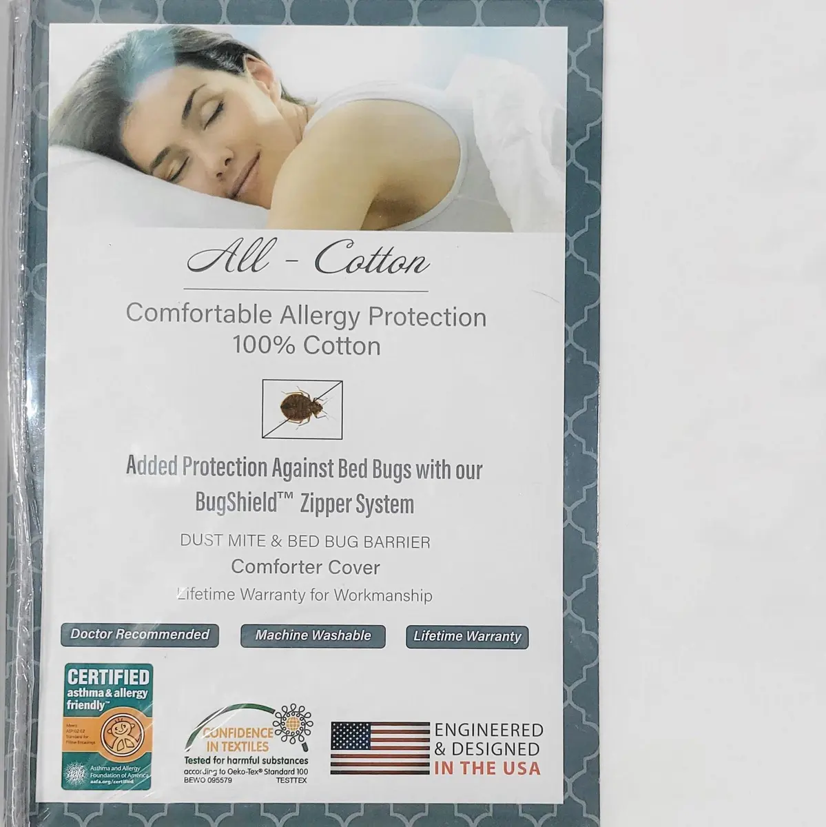 National Allergy 100% Cotton Twin XL Duvet Cover Protector, 70x90 in, White | Hypoallergenic, Breathable Cotton, Easy Care - main product image
