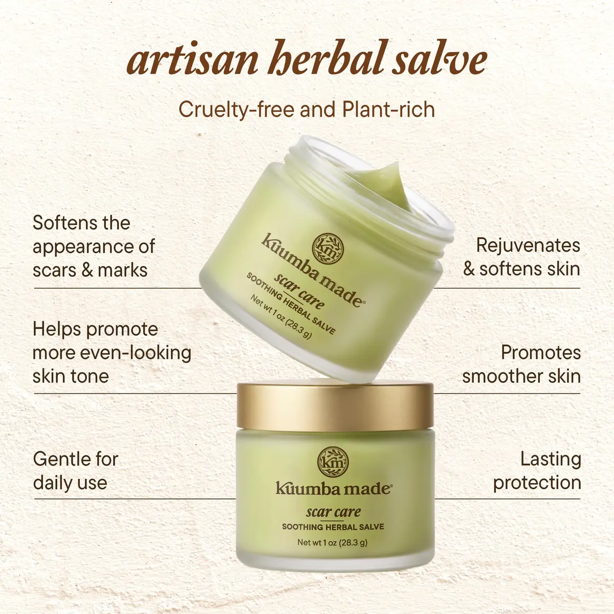 Kuumba Made Scar Care Salve, Herbal Balm with Comfrey & Calendula, 1 Oz | Supports Skin Regeneration & Scar Appearance - view 4