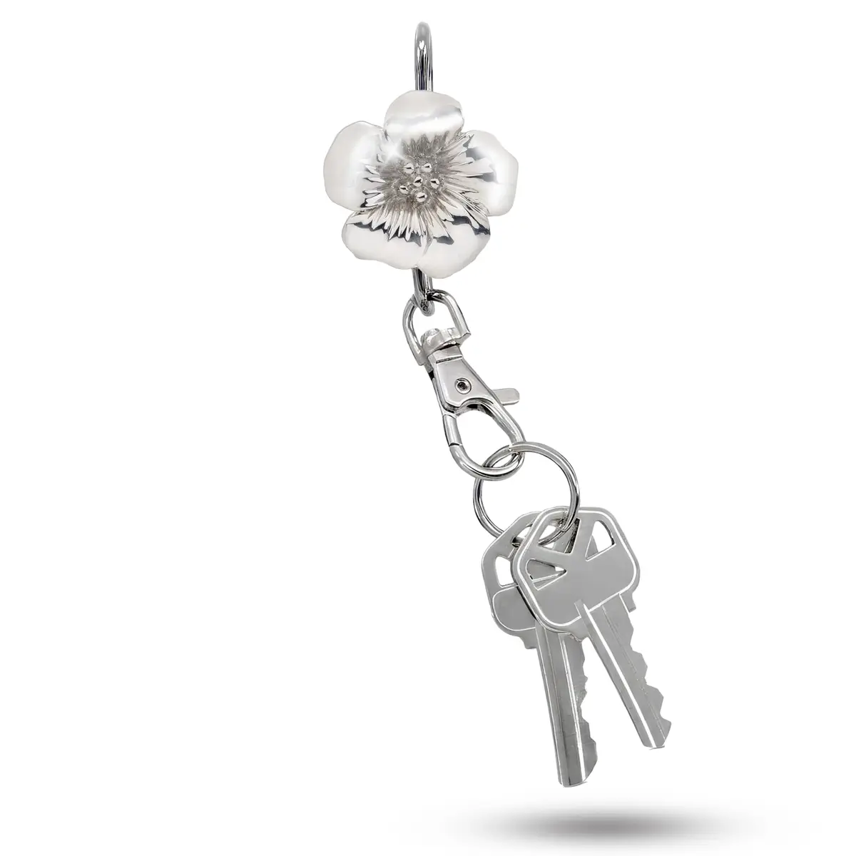 Finders Key Purse Silver Floral Keychain | Stylish & Multifunctional Accessory for Women - main product image