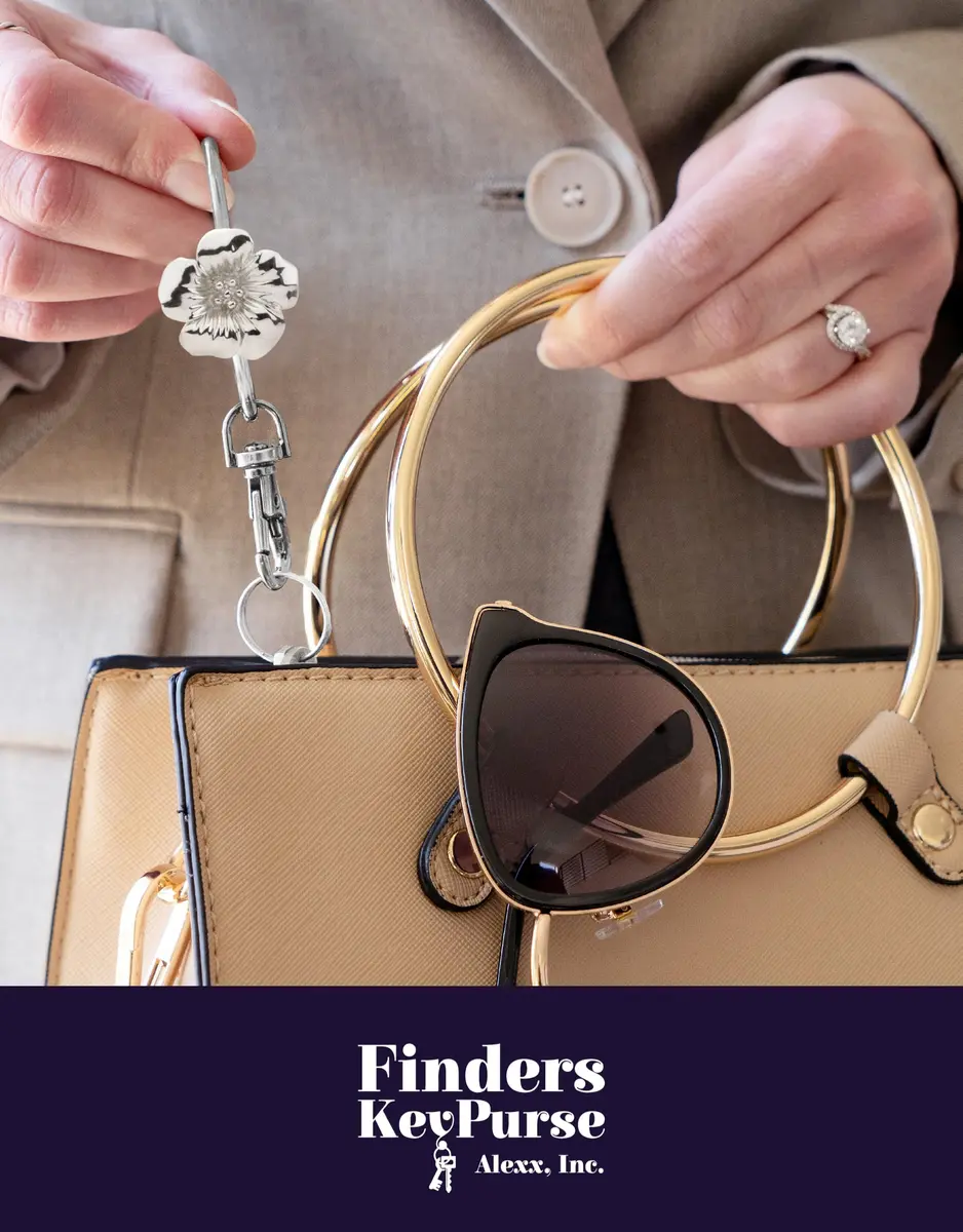 Finders Key Purse Silver Floral Keychain | Stylish & Multifunctional Accessory for Women - view 8