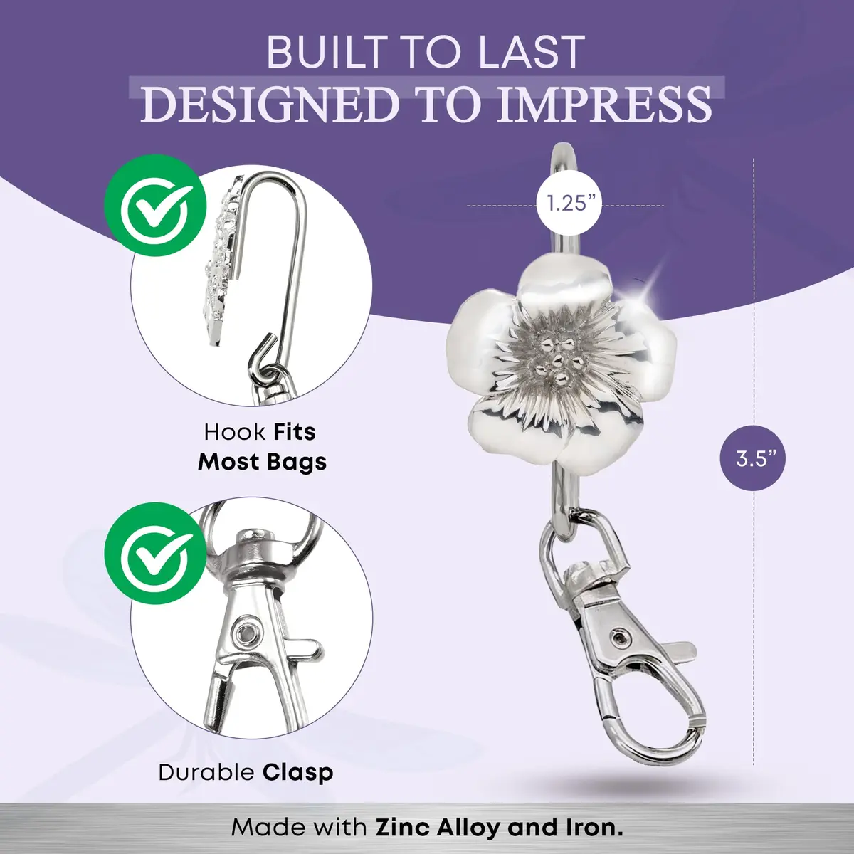Finders Key Purse Silver Floral Keychain | Stylish & Multifunctional Accessory for Women - view 4