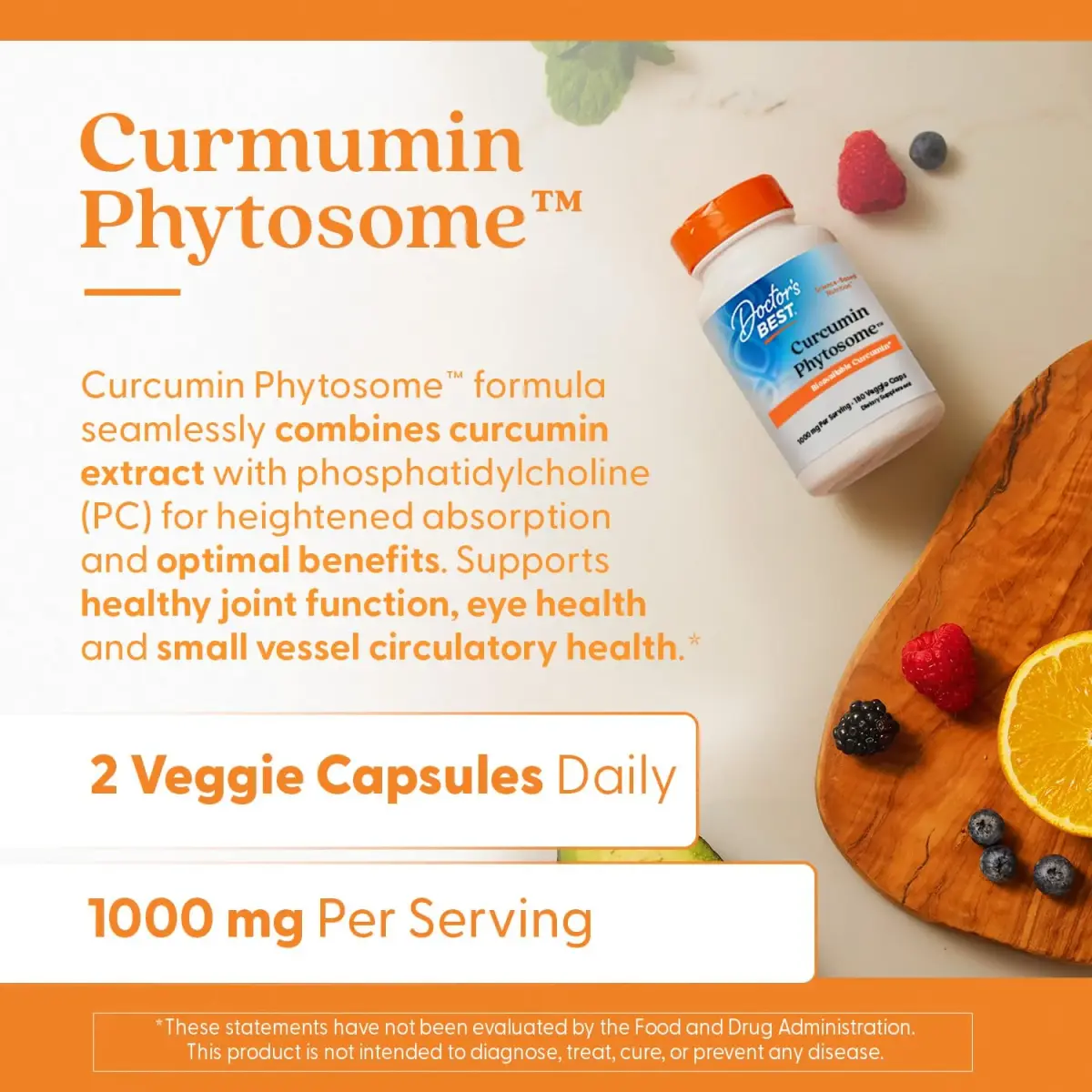 Doctor's Best Curcumin Phytosome 1000 mg 180 Veg Caps | Joint Health Support with Meriva - view 4