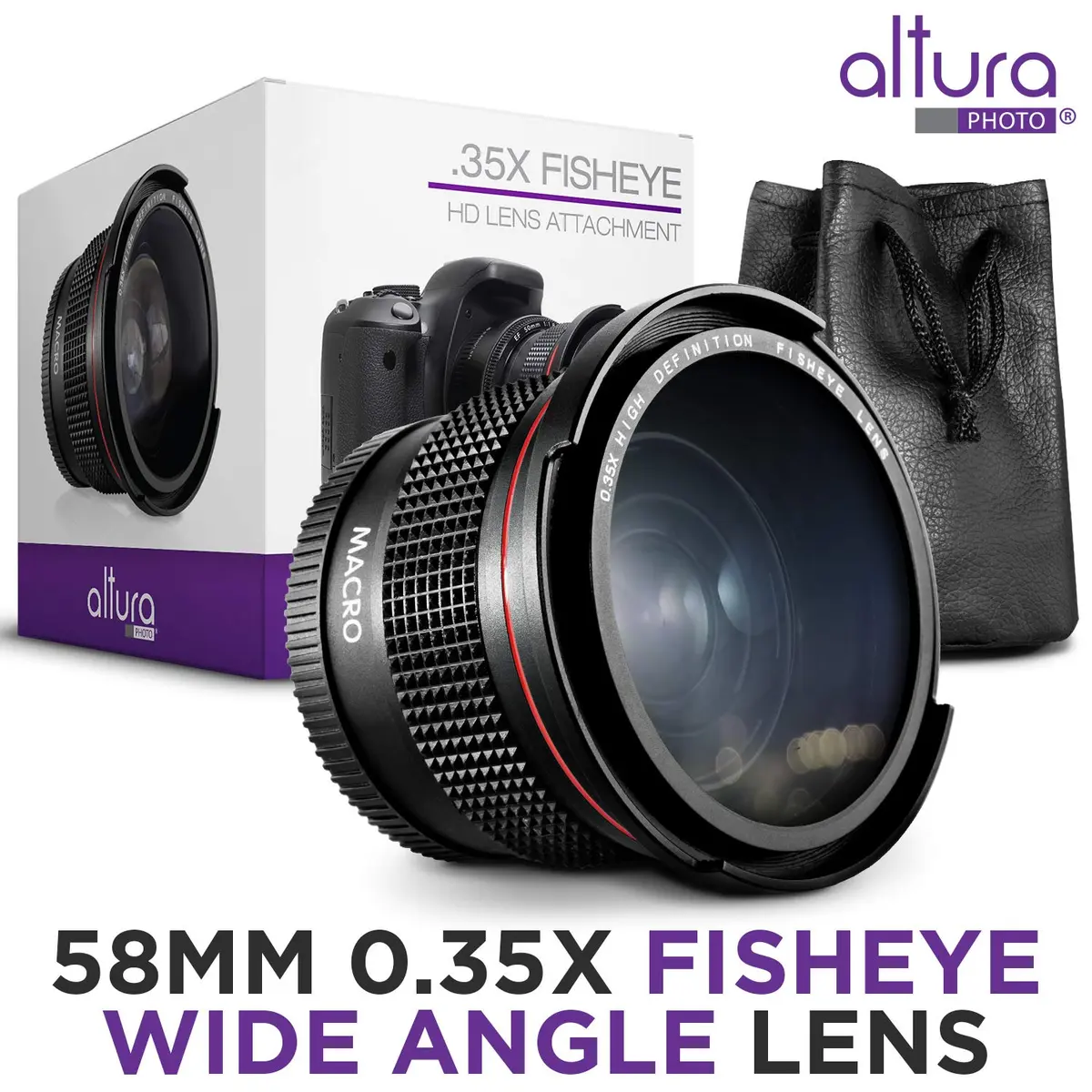 Altura Photo 58mm 0.35x Fisheye Wide Angle Lens with Macro for Canon DSLR | Ultra Wide & Macro - view 3