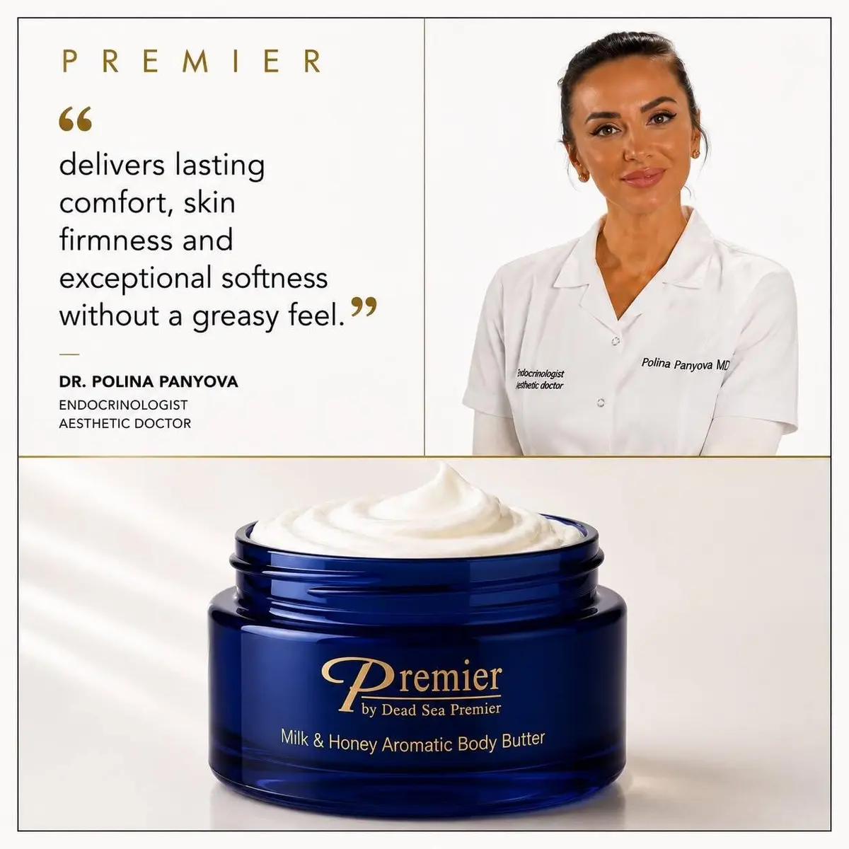 Premier Dead Sea Anti-Aging Body Cream - Milk & Honey 5.95 oz | Deep Hydration & Firming - view 2