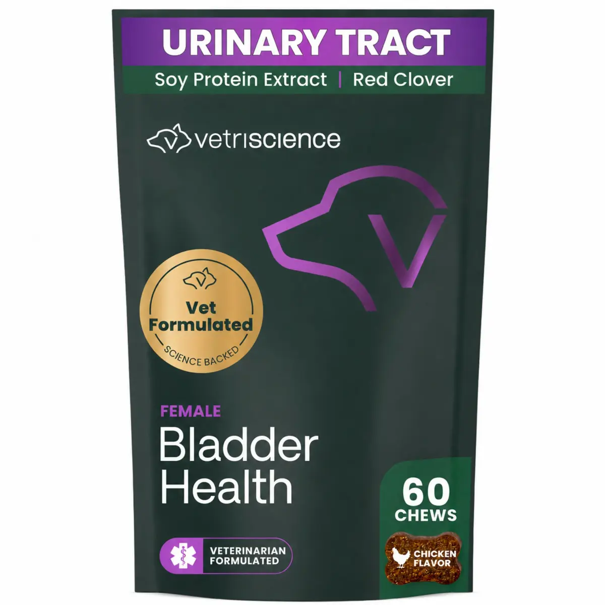VetriScience Bladder Health Chews for Dogs, Chicken Flavor, 60 Count | Supports Bladder Control & Urinary Health - main product image
