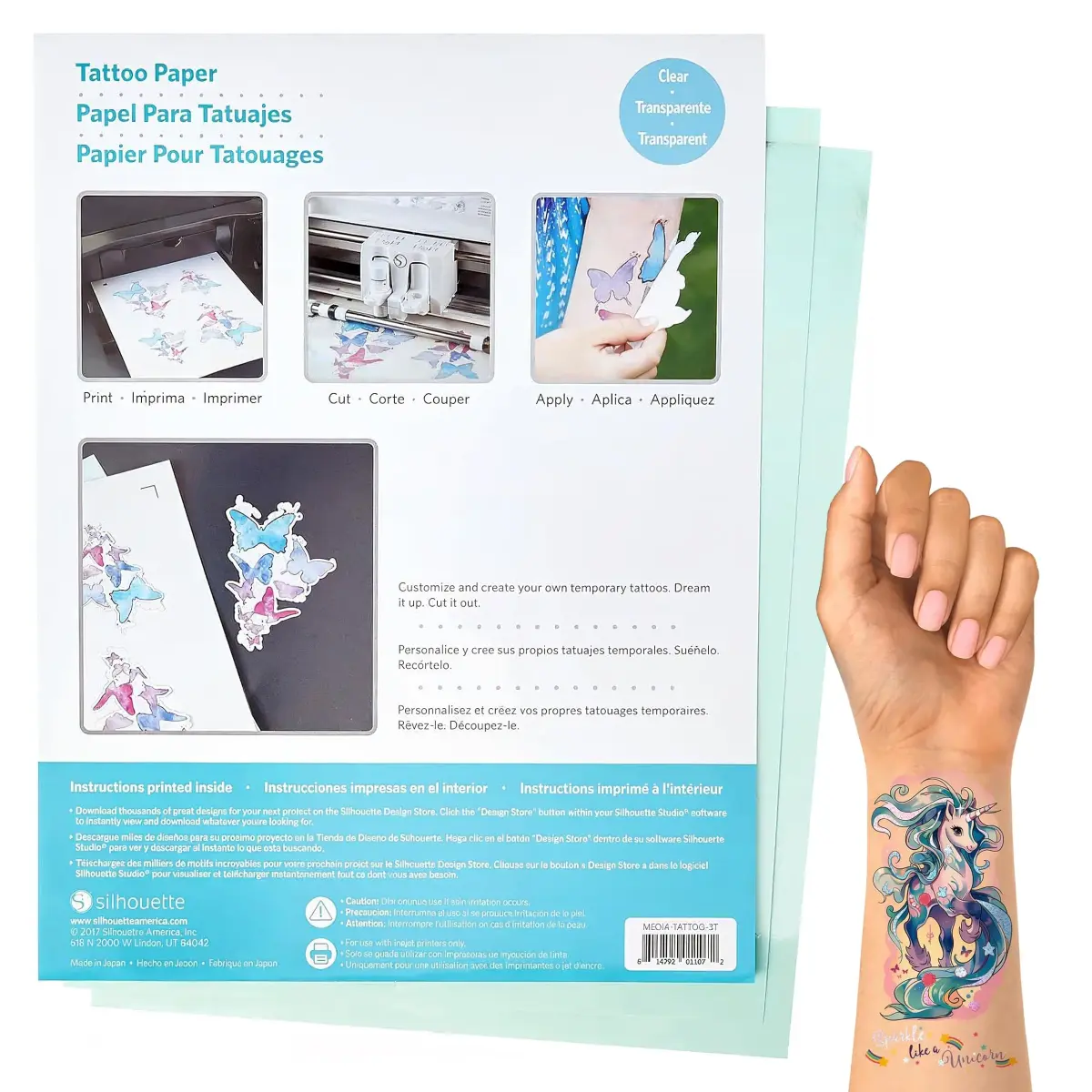 Silhouette America Temporary Tattoo Paper 2 Pack | Custom Inkjet Printable Designs for Events & Parties - main product image