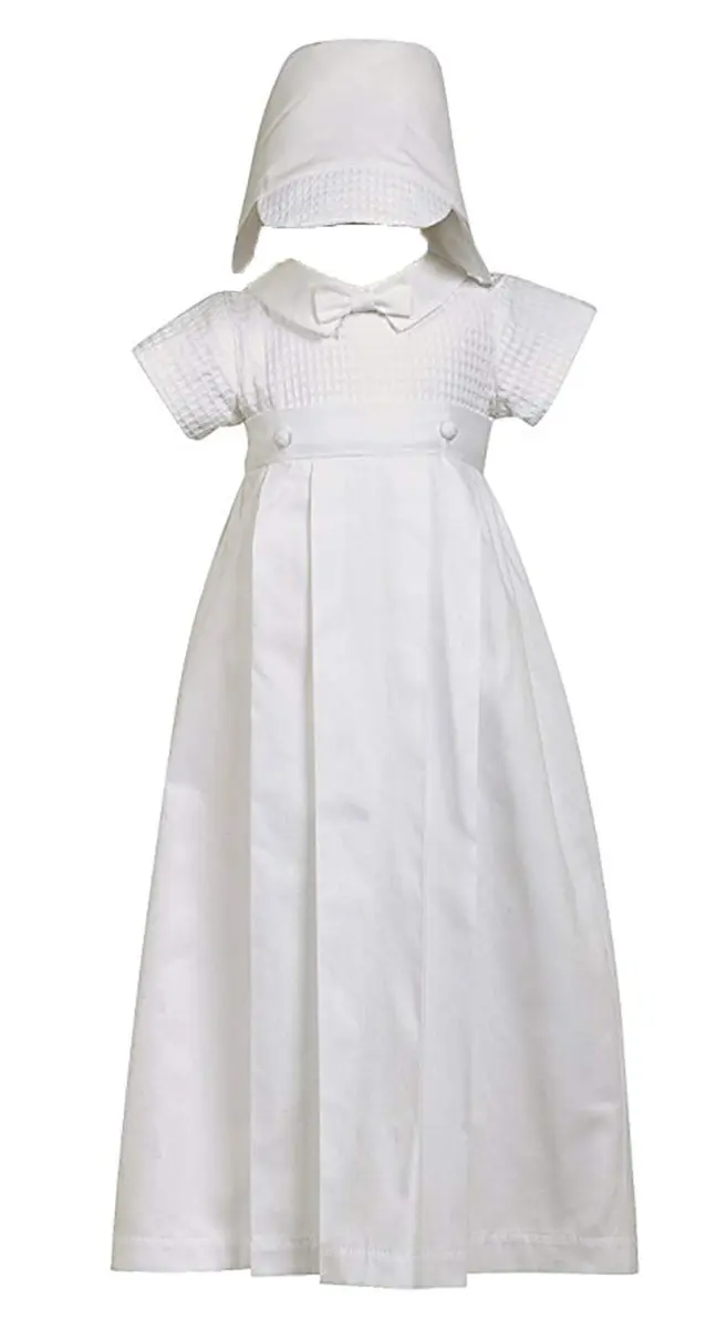 Swea Pea & Lilli 2-piece 100% Cotton White Romper with Detachable Gown, 12-18 Month (18-22 lbs) | Traditional Baby Dress - main product image