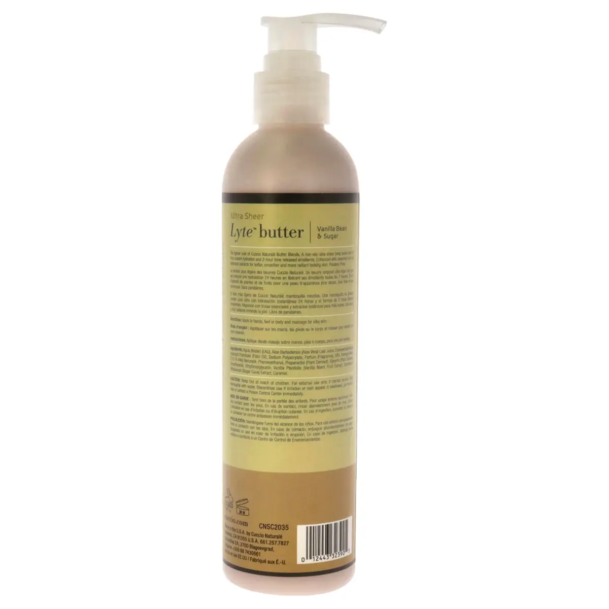 Cuccio Naturale Lyte Ultra-Sheer Body Butter Vanilla Bean & Sugar 237ml (8 Oz) | 24-Hour Hydration for Dry Skin - view 2