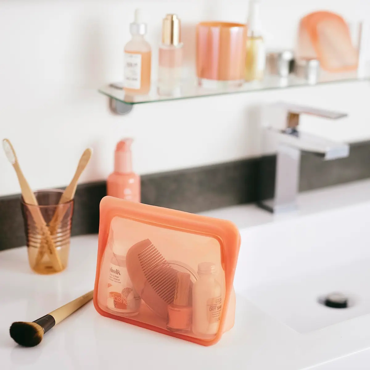 Stasher Premium Reusable Silicone Stand-Up Mini Bag 237ml (8 fl oz) | Leak-Free Pinch-Loc Seal for Food Storage - view 2