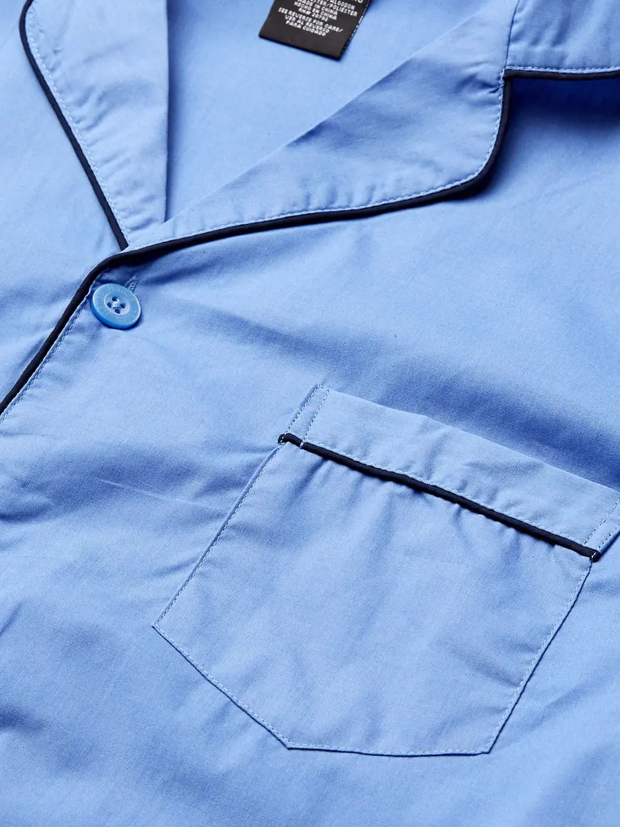 Hanes Men's Woven Plain-Weave Pajama Set, Blue Solid, Small | Comfortable Sleepwear for Men - view 6