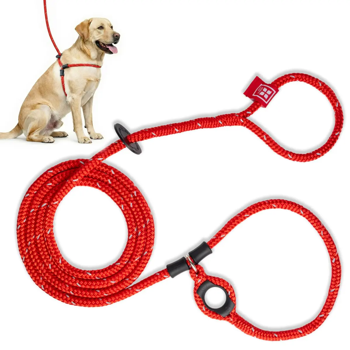Harness Lead No Pull Dog Harness and Leash Set, Anti Pull Dog Harness for All Breeds and Sizes, One-Piece Cushioned Rope Design Safely Prevents Escaping and Pulling (Medium/Large, Red/Reflective) - main product image