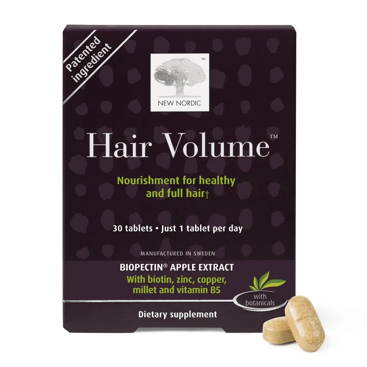 NEW NORDIC Hair Volume Daily Biotin Support Supplement | 30 Tablets | Supports Thicker, Fuller Hair - main product image