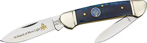 Rough Rider Masonic Canoe Knife 3 5/8" | Spear & Pen Blades, Blue Bone Handle - view 2