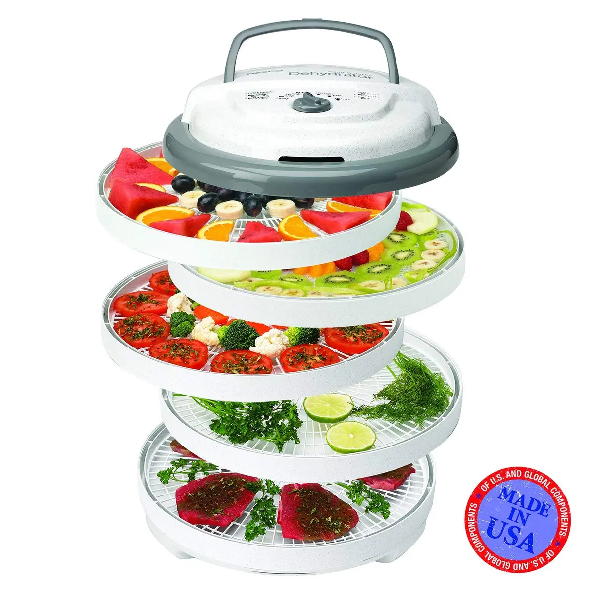 NESCO FD-75A Snackmaster Pro Food Dehydrator 600W | 5 Trays Expandable to 12, Gray - view 3