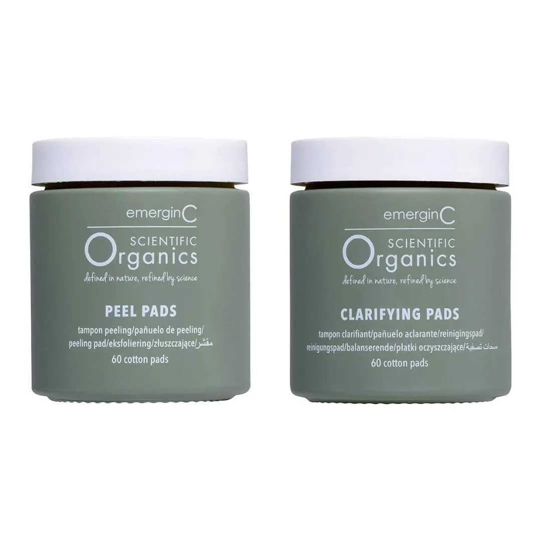 emerginC Scientific Organics At-Home Facial Peel + Clarifying Kit | Exfoliating Pads for Fine Lines & Pores (60 Treatments) - main product image
