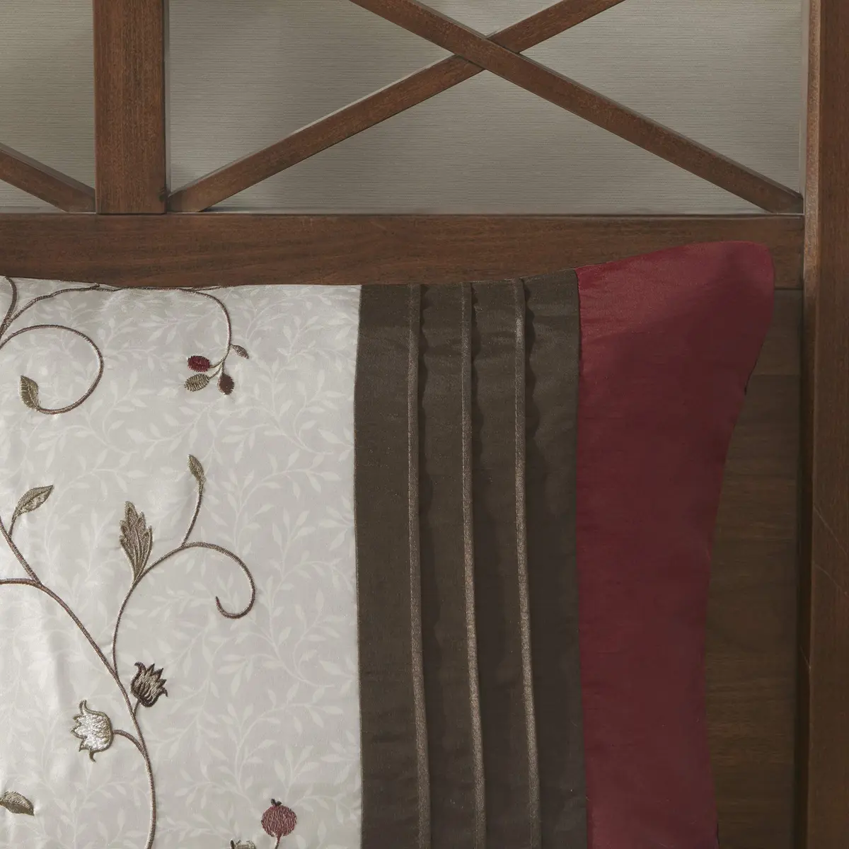 Madison Park Faux Silk Floral Embroidered Comforter Set, 7PC King | Elegant Floral Design with Soft Shine - view 8