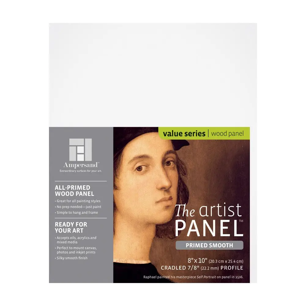 Ampersand Artist Panel Primed Smooth Surface 8X10 Inch (20.3x25.4cm) | Warp-Resistant MDF Core - main product image