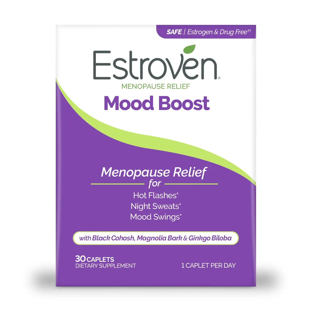 Estroven Mood Boost for Menopause Relief Supplement for Women, 30 Count | Supports Mood, Sleep & Hot Flashes - main product image