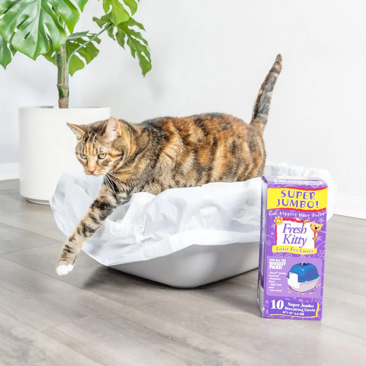 Fresh Kitty Super Jump Litter Box Liners 25in Jumbo Drawstring Scented | Heavy-Duty Leak-Proof Pet Bag - view 5