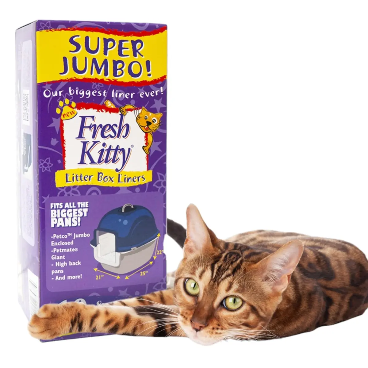 Fresh Kitty Super Jump Litter Box Liners 25in Jumbo Drawstring Scented | Heavy-Duty Leak-Proof Pet Bag - main product image