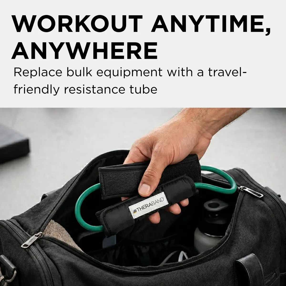 THERABAND Resistance Tubes 12" with Padded Cuffs | Heavy Level 3 for Lower Body Strength - view 5