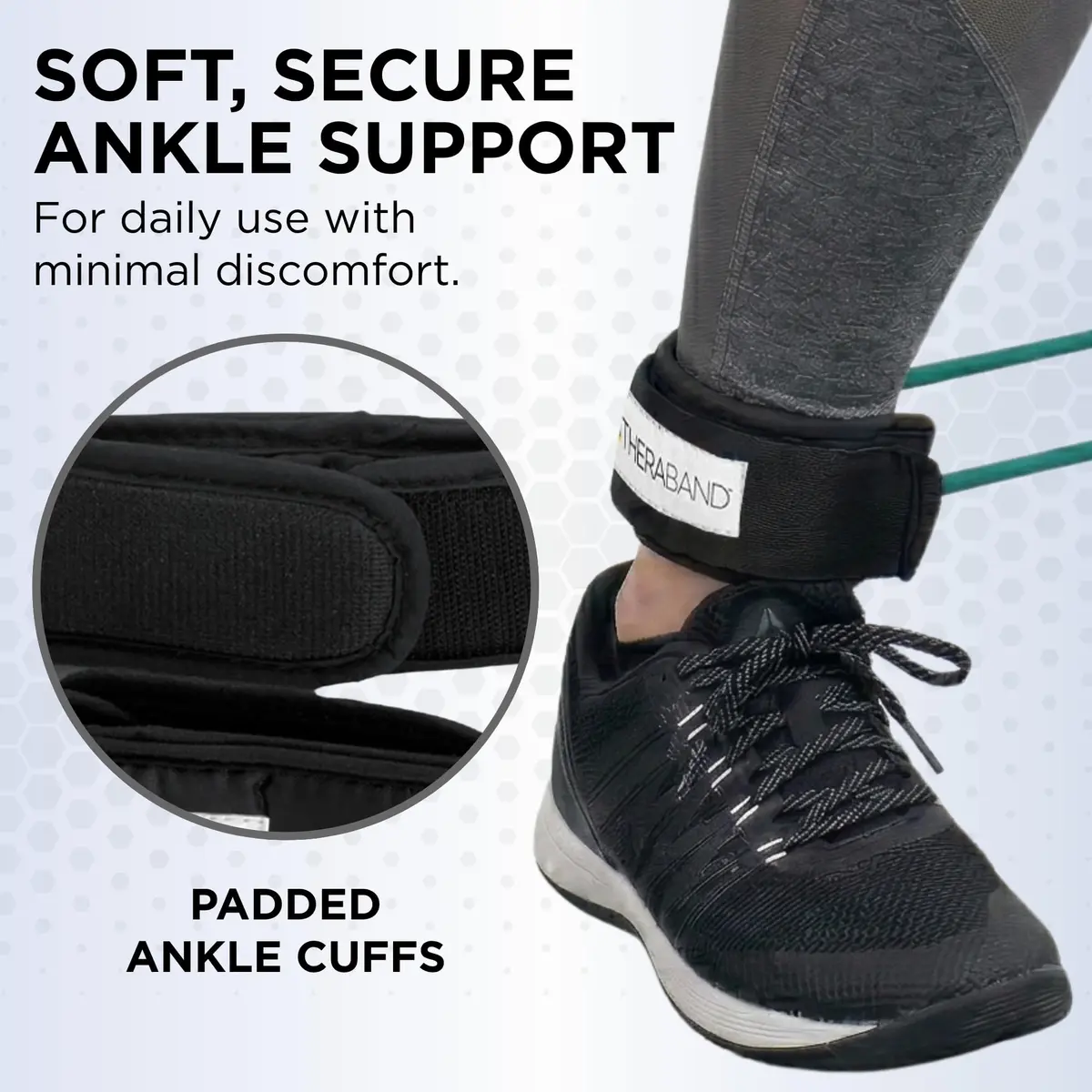 THERABAND Resistance Tubes 12" with Padded Cuffs | Heavy Level 3 for Lower Body Strength - view 3