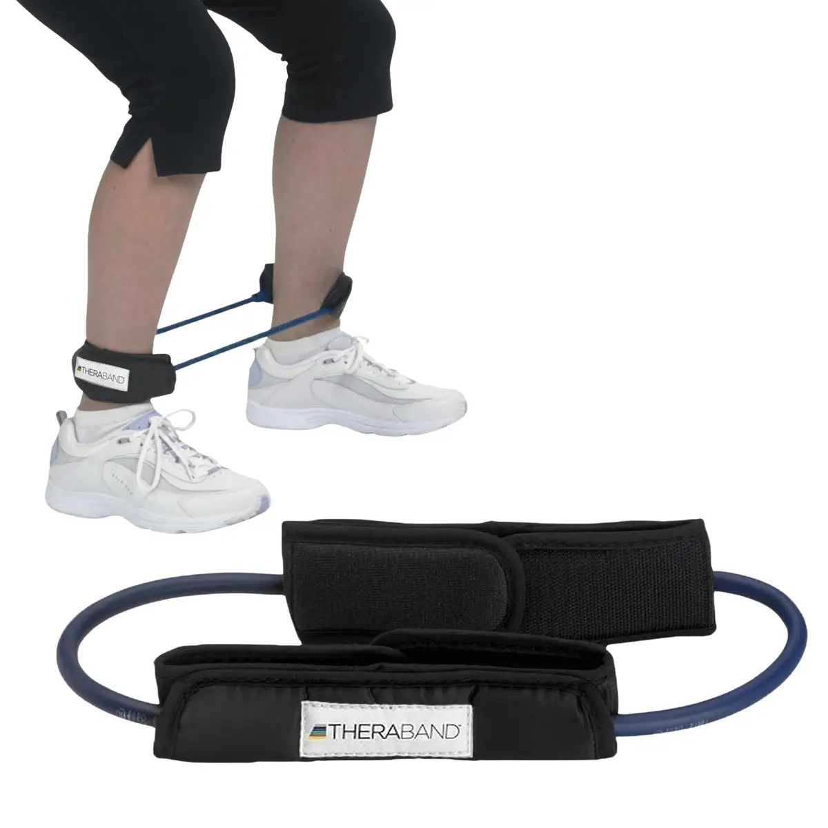 THERABAND Resistance Tubes 12" with Padded Cuffs | Extra Heavy Level 4 for Lower Body Strength - main product image