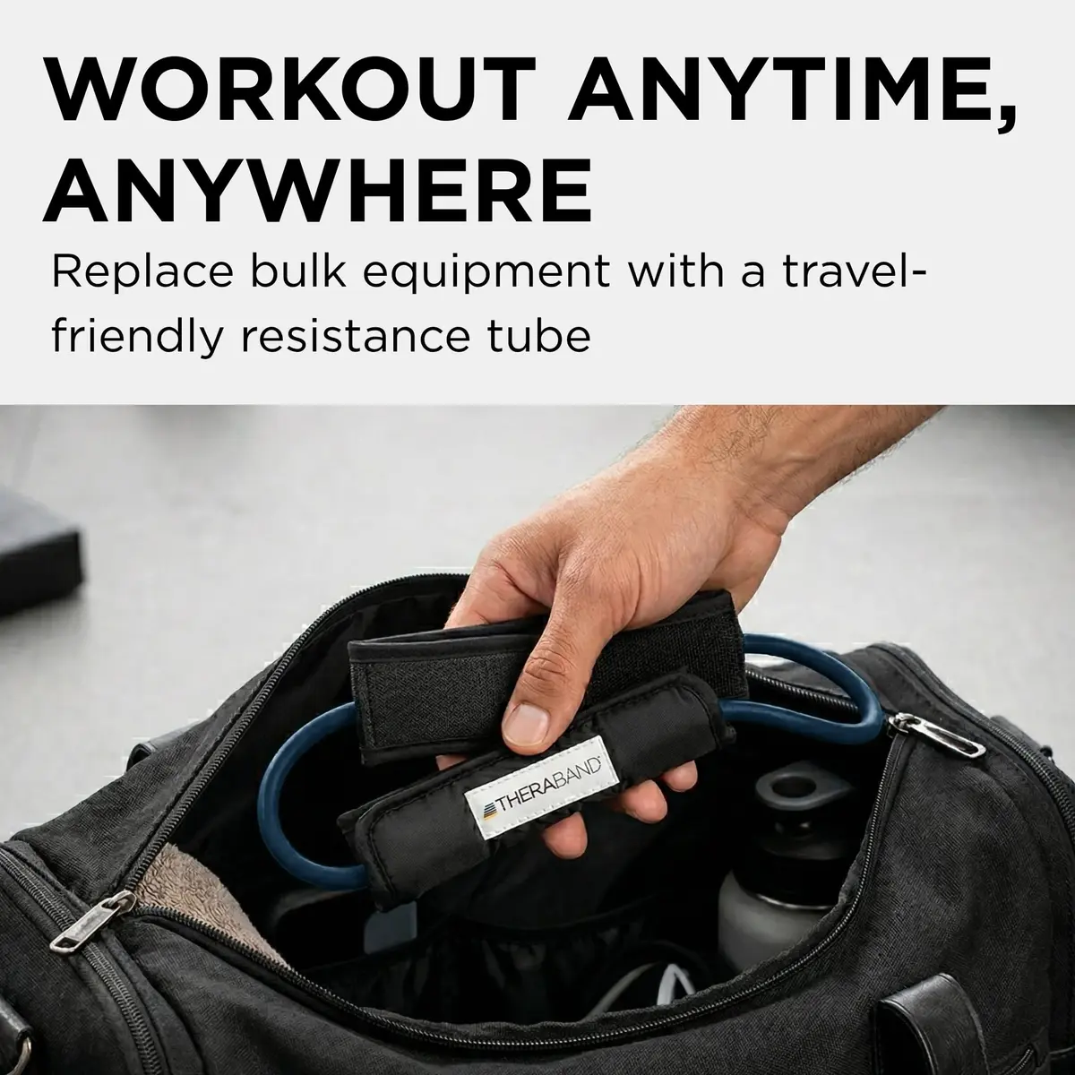 THERABAND Resistance Tubes 12" with Padded Cuffs | Extra Heavy Level 4 for Lower Body Strength - view 5