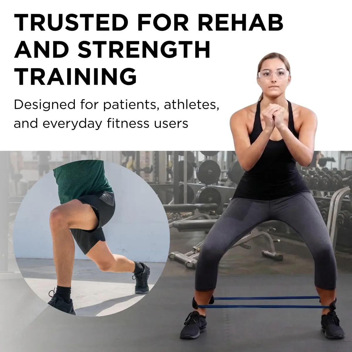 THERABAND Resistance Tubes 12" with Padded Cuffs | Extra Heavy Level 4 for Lower Body Strength - view 6