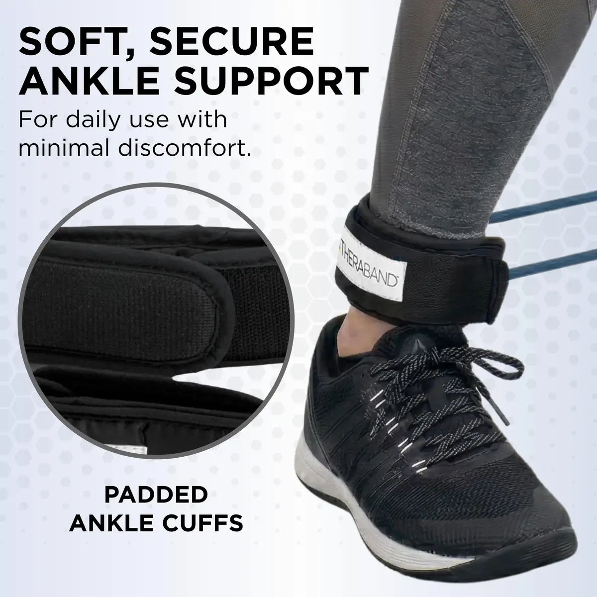 THERABAND Resistance Tubes 12" with Padded Cuffs | Extra Heavy Level 4 for Lower Body Strength - view 3