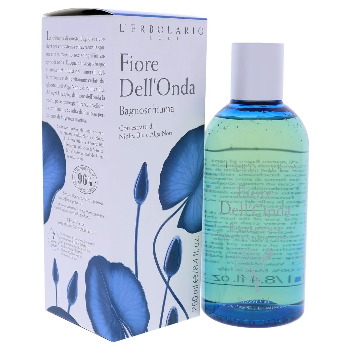 L'Erbolario Fiore Dell’Onda Shower Gel 250ml (8.4 Fl Oz) | Moisturizing Body Wash with Sea Minerals - view 3