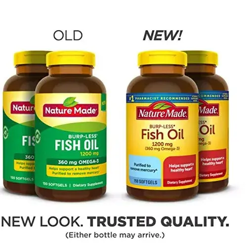 Nature Made Fish Oil Burp-Less Softgels 1200mg (300 Count, 150ct Pack of 2) | Heart Health Support with Omega 3 - view 2