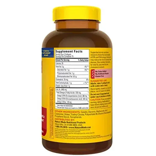 Nature Made Fish Oil Burp-Less Softgels 1200mg (300 Count, 150ct Pack of 2) | Heart Health Support with Omega 3 - view 3