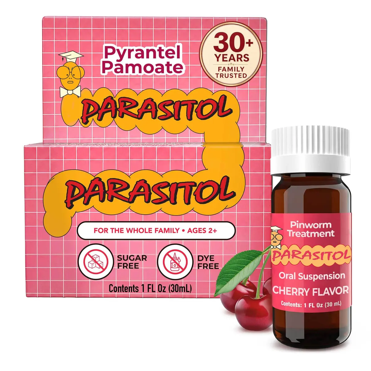 Parasitol Pinworm Medicine 1 fl oz | Effective Parasite Cleanse for Humans, Family-Ready, Over-the-Counter - main product image