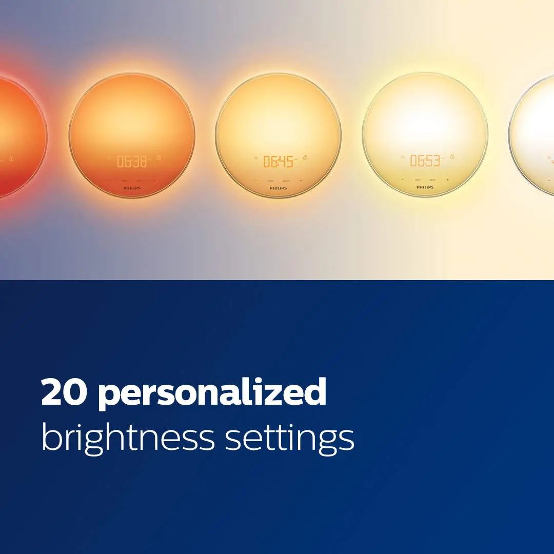 Philips Wake-Up Light, Colored Sunrise & Sunset Simulation, 5 Natural Sounds, FM Radio & Reading Lamp, Tap Snooze, HF3520/60 - view 5