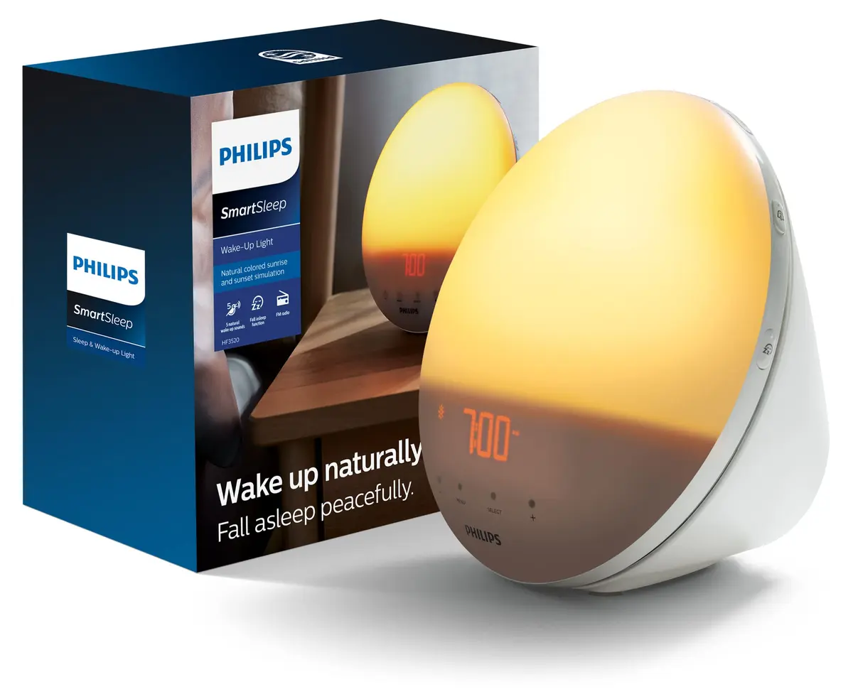 Philips Wake-Up Light, Colored Sunrise & Sunset Simulation, 5 Natural Sounds, FM Radio & Reading Lamp, Tap Snooze, HF3520/60 - main product image