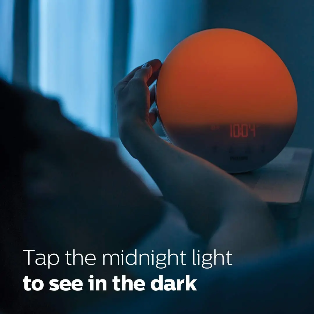 Philips Wake-Up Light, Colored Sunrise & Sunset Simulation, 5 Natural Sounds, FM Radio & Reading Lamp, Tap Snooze, HF3520/60 - view 7